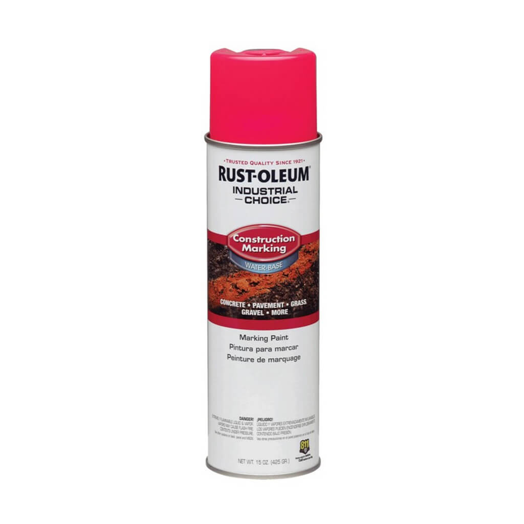 Rust-Oleum 264702 17 oz. M1400 Fluorescent Pink Water-Based Upside-Down Construction Marking Spray Paint