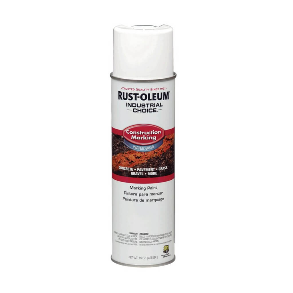 Rust-Oleum 264692 17 oz. M1400 White Water-Based Upside-Down Construction Marking Spray Paint