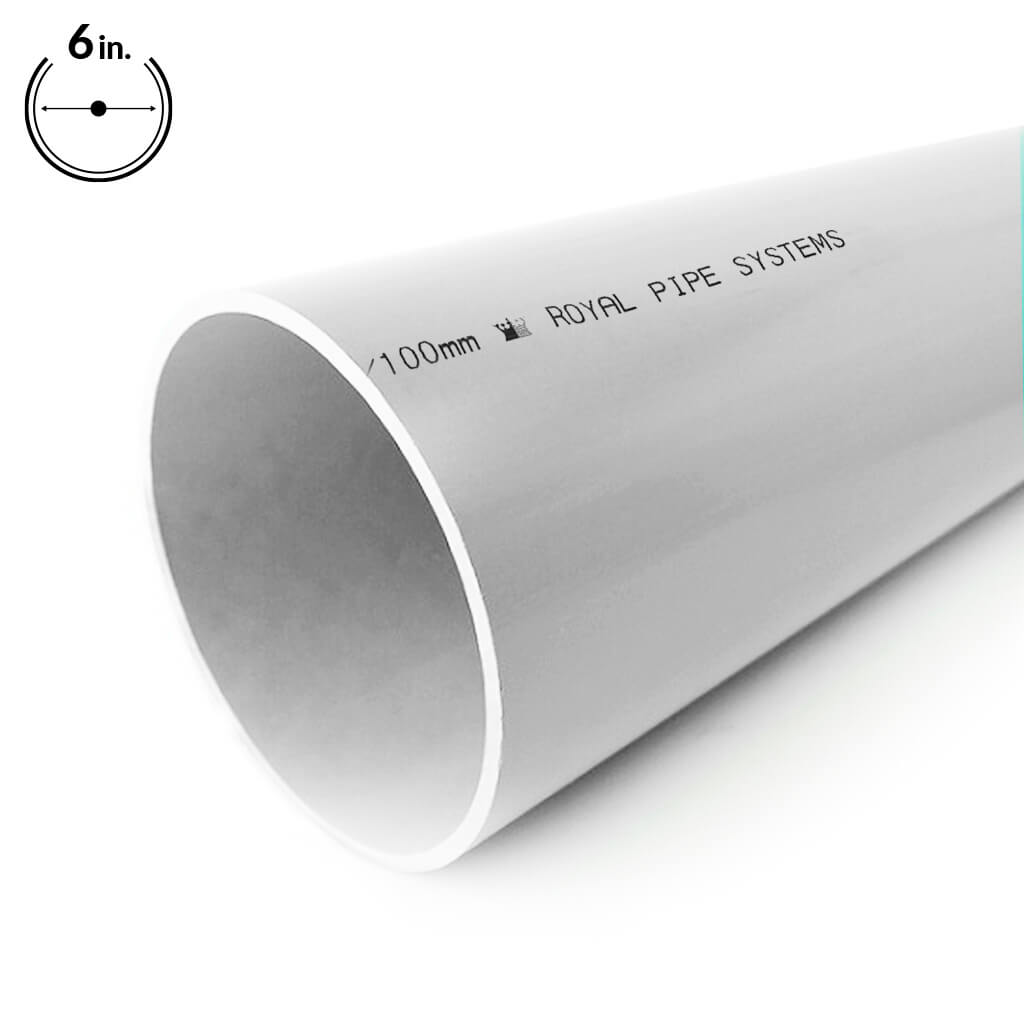 Royal Pipe 6 in. x 10 ft. CSA Standard White PVC Solvent Weld Sewer Solid Pipe