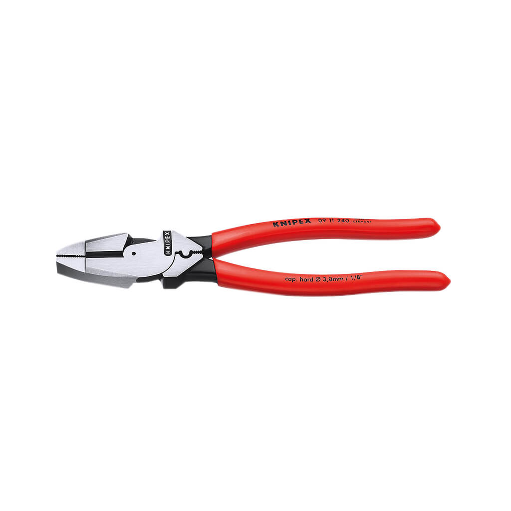 Knipex 09 11 240 SBA 9-1/2 in. High-Leverage Non-Slip Plastic Handle Linemans Pliers