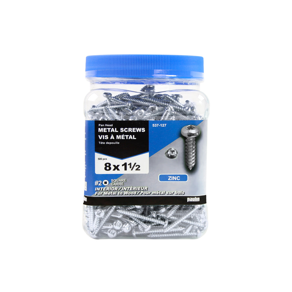 H Paulin #8 x 1-1/4 in. Zinc Coated Pan Head Square Drive Interior Metal Screws (500-Jug)