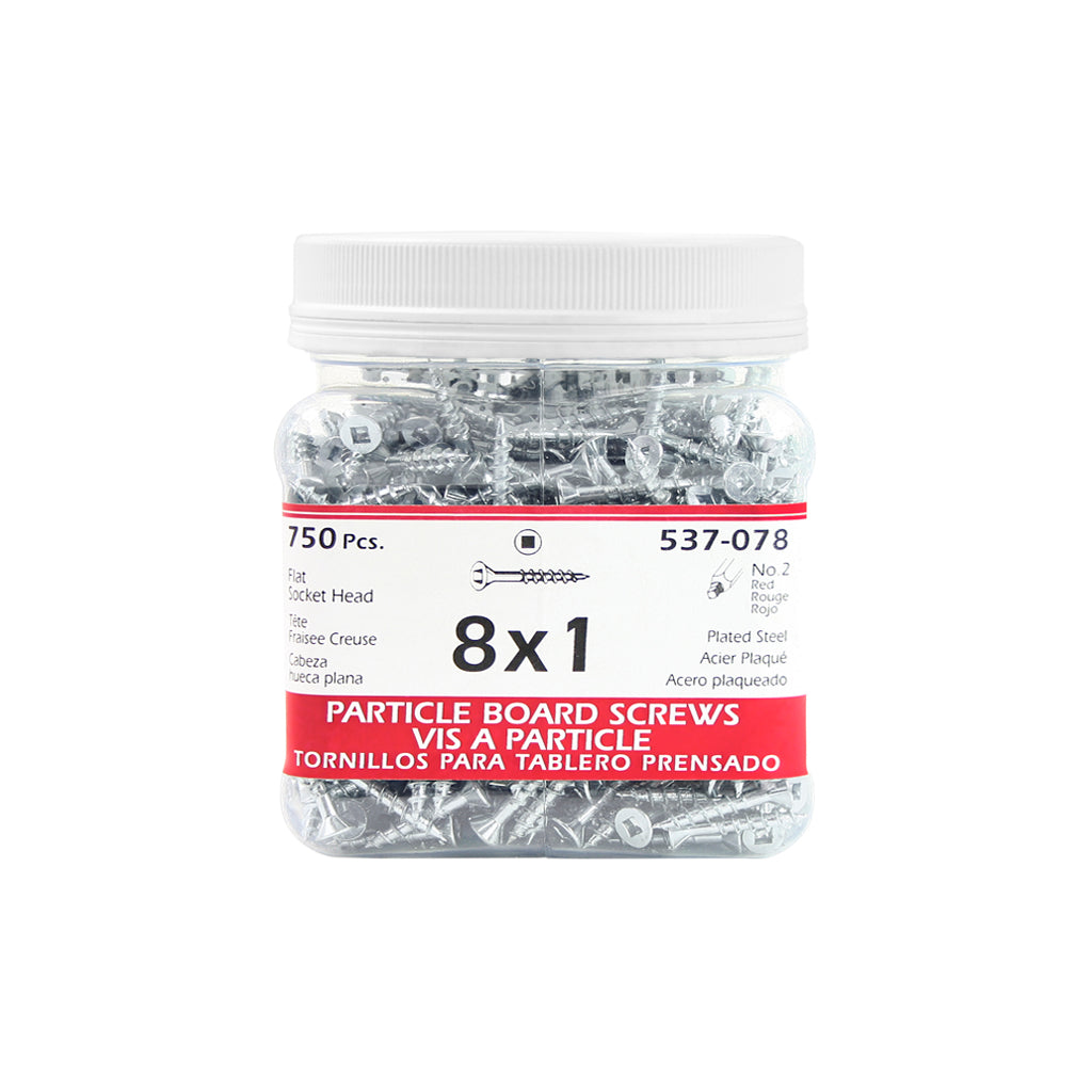 H Paulin #8 x 1 in. Zinc Coated Flat Head Square Drive Particle Board Screws (750-Jug)