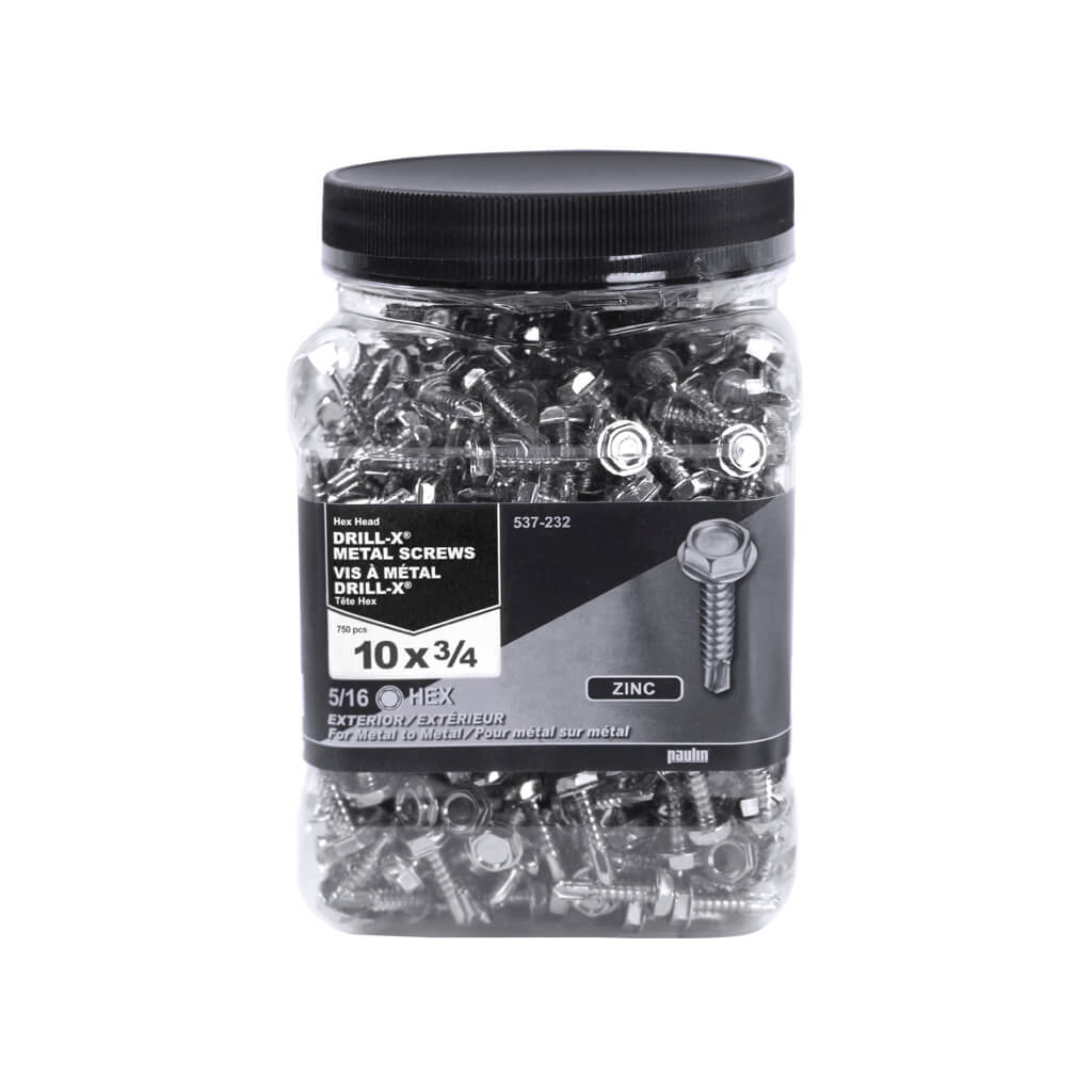 H Paulin #10 x 3/4 in. Zinc Coated Hex Head Self-Drilling Drill-X Exterior Metal Screws (750-Jug)