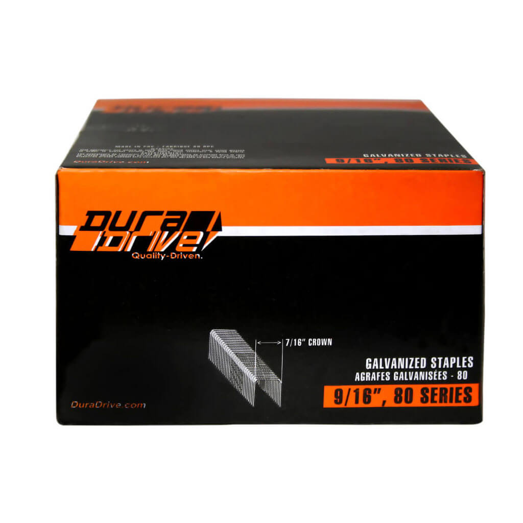 DuraDrive 9/16 in. x 7/16 in. Crown Galvanized Steel Coated Staples (10,000-Pack)