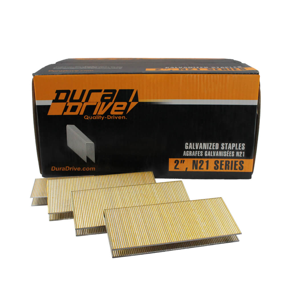 DuraDrive 2 in. x 7/16 in. Crown N21 Series Yellow Varnish Galvanized Staples (10,000-Pack)