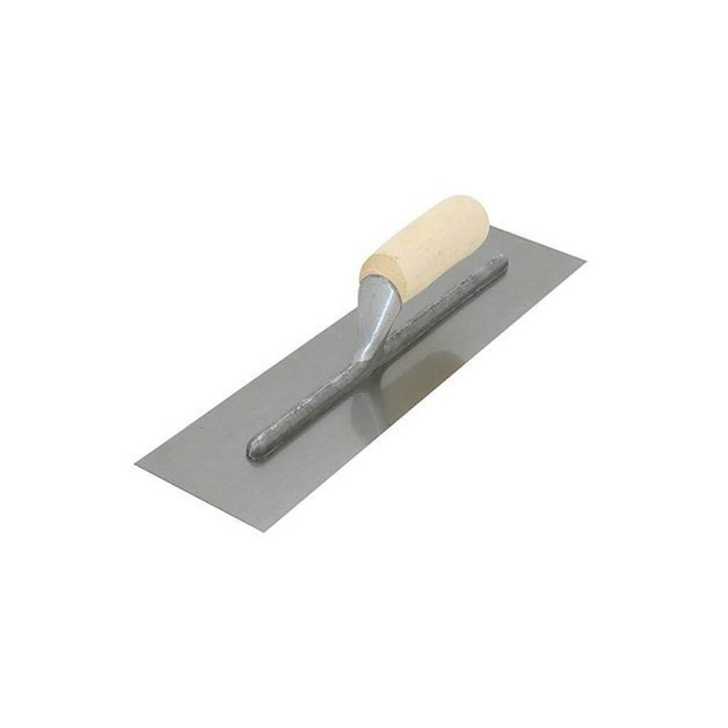 MARSHALLTOWN 13300 16 in. x 4 in. Economy Wood Handle Polised Steel QLT Spot Welded Finishing Trowel