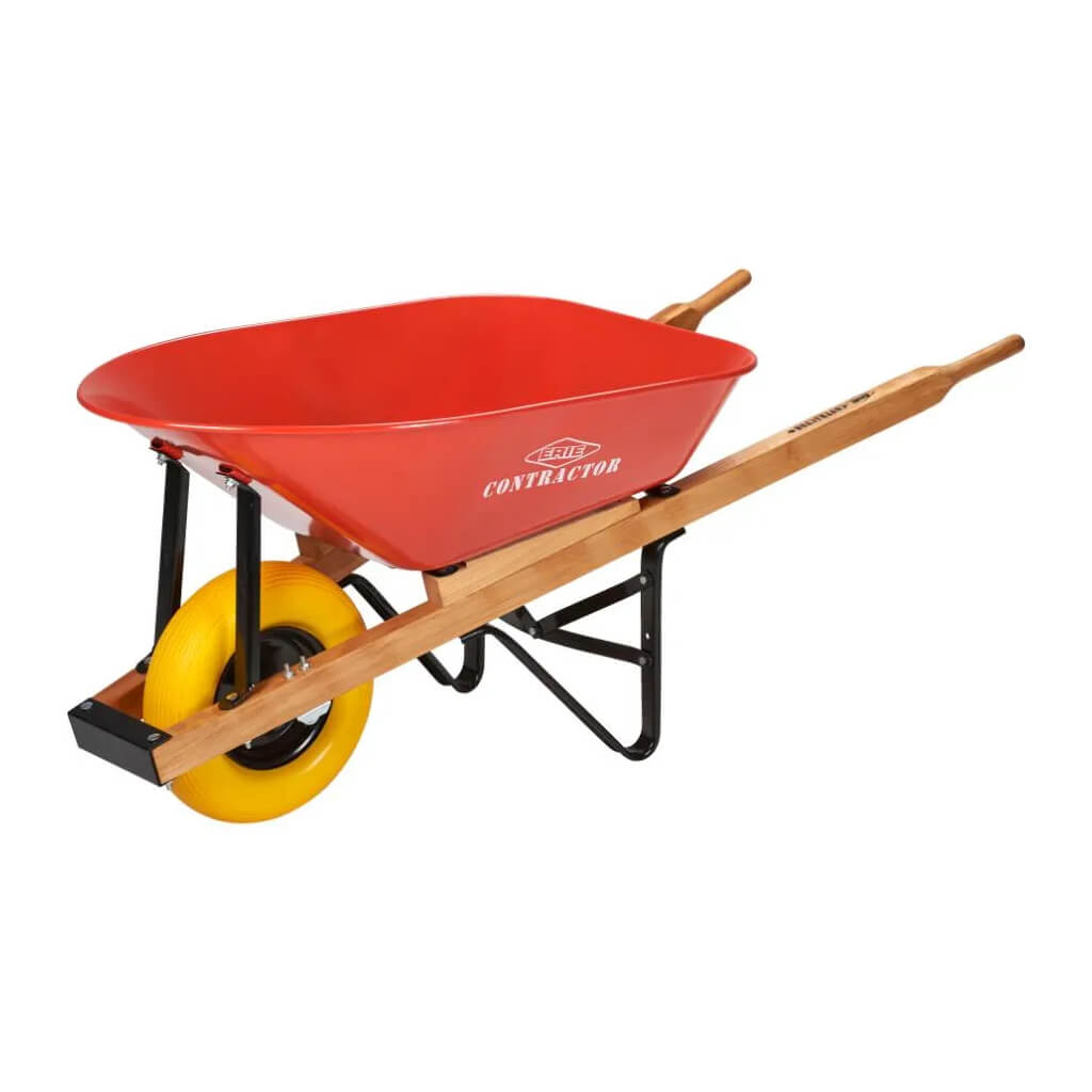 ERIE E-1038 6 cu. ft. Steel Tray Wheelbarrow with Flat-Free Tire