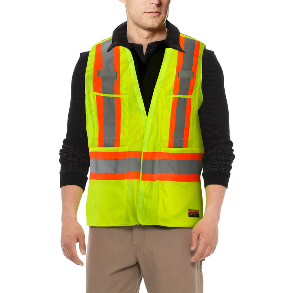 DuraDrive Men's Hi-Vis Class 2 Level 2 Tear-Away Safety Vest with Pockets