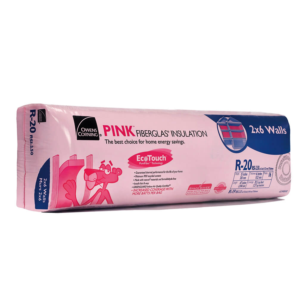 Owens Corning R-20 EcoTouch 15 in. x 47 in. x 6 in. PINK FIBERGLAS Insulation (78.3 sq. ft.)