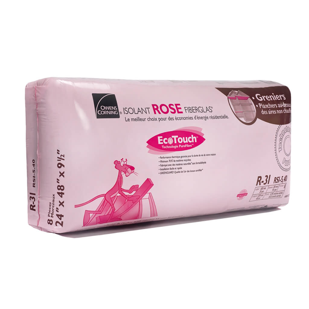 Owens Corning R-31 EcoTouch 24 in. x 48 in. x 9.5 in. PINK FIBERGLAS Insulation (64.0 sq. ft.)