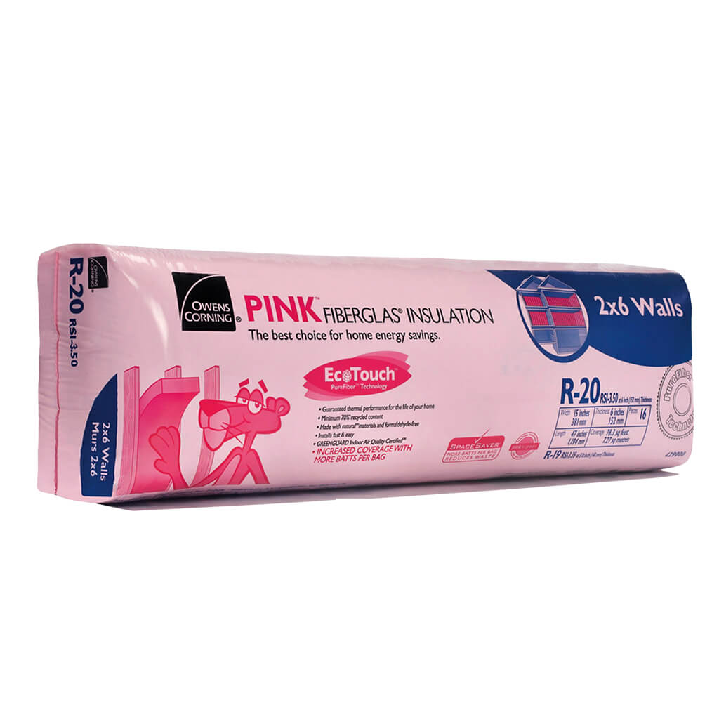 Owens Corning R-20 EcoTouch 16 in. x 48 in. x 6 in. PINK FIBERGLAS Insulation (85.3 sq. ft.)