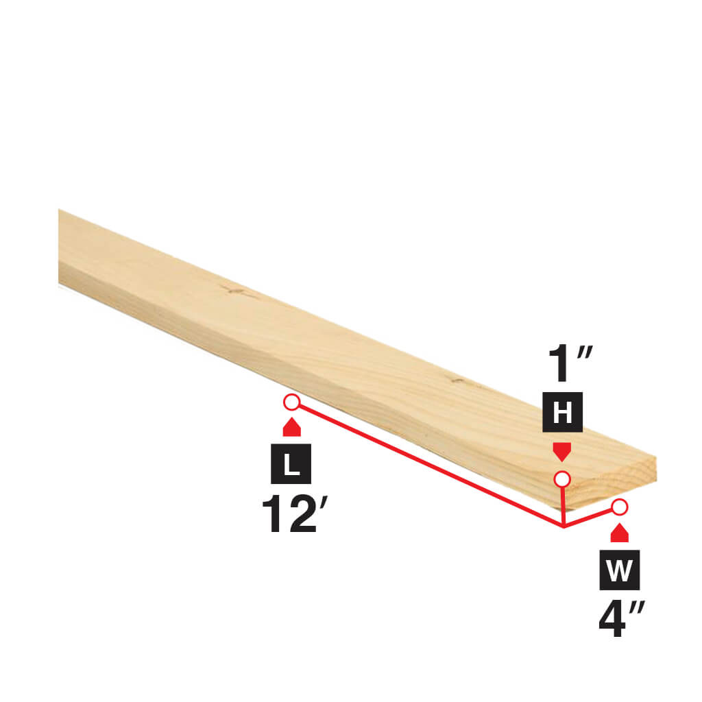 1 in. x 4 in. x 12 ft. Spruce Lumber