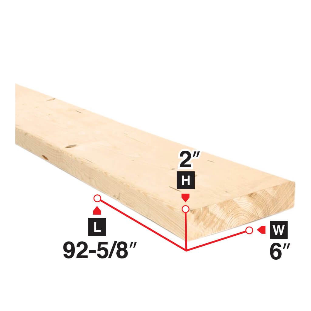 2 in. x 6 in. x 92-5/8 in. Spruce Lumber