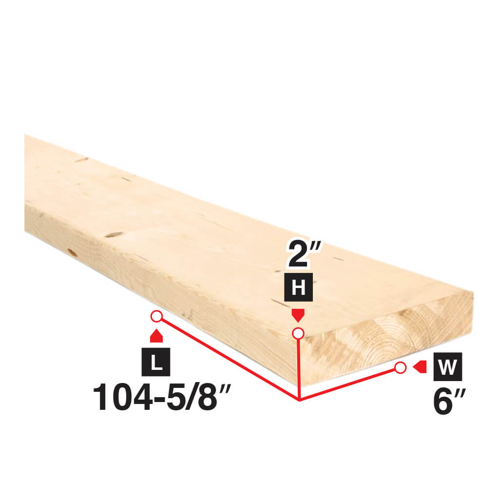 2 in. x 6 in. x 104-5/8 in. Spruce Lumber