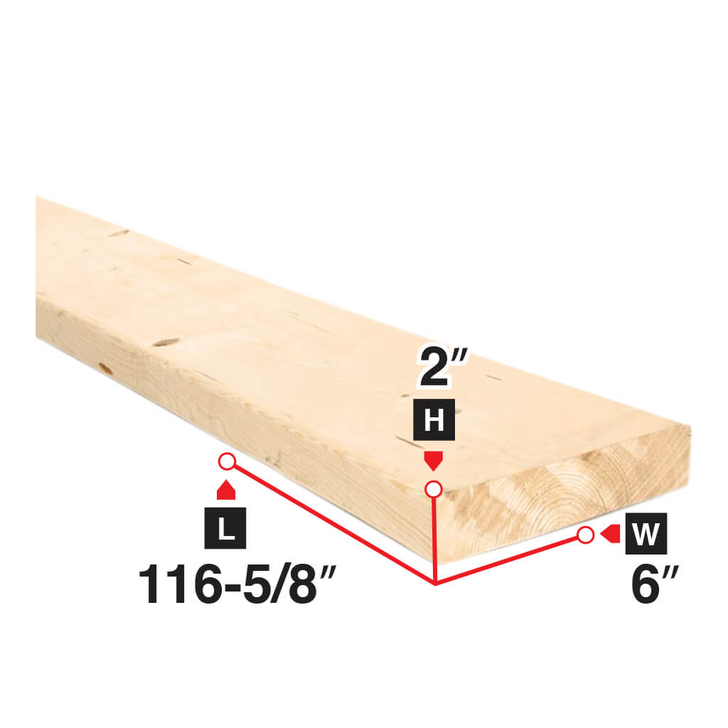 2 in. x 6 in. x 116-5/8 in. Spruce Lumber