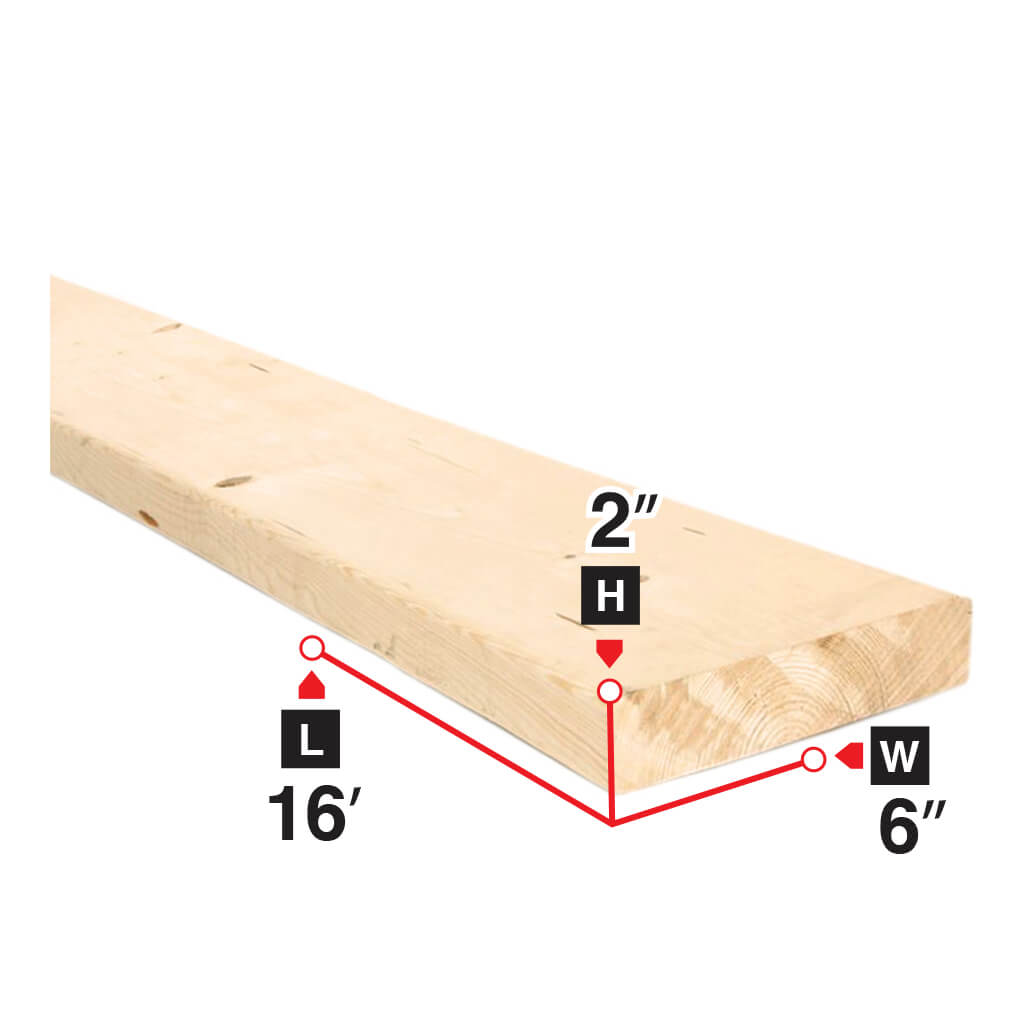 2 in. x 6 in. x 16 ft. Spruce Lumber