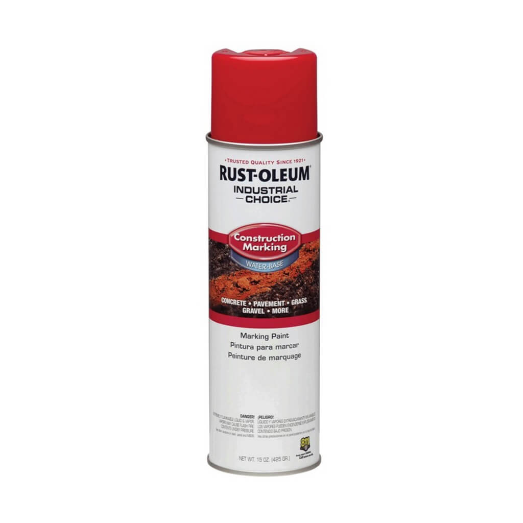 Rust-Oleum 264696 17 oz. M1400 Safety Red Water-Based Upside-Down Construction Marking Spray Paint