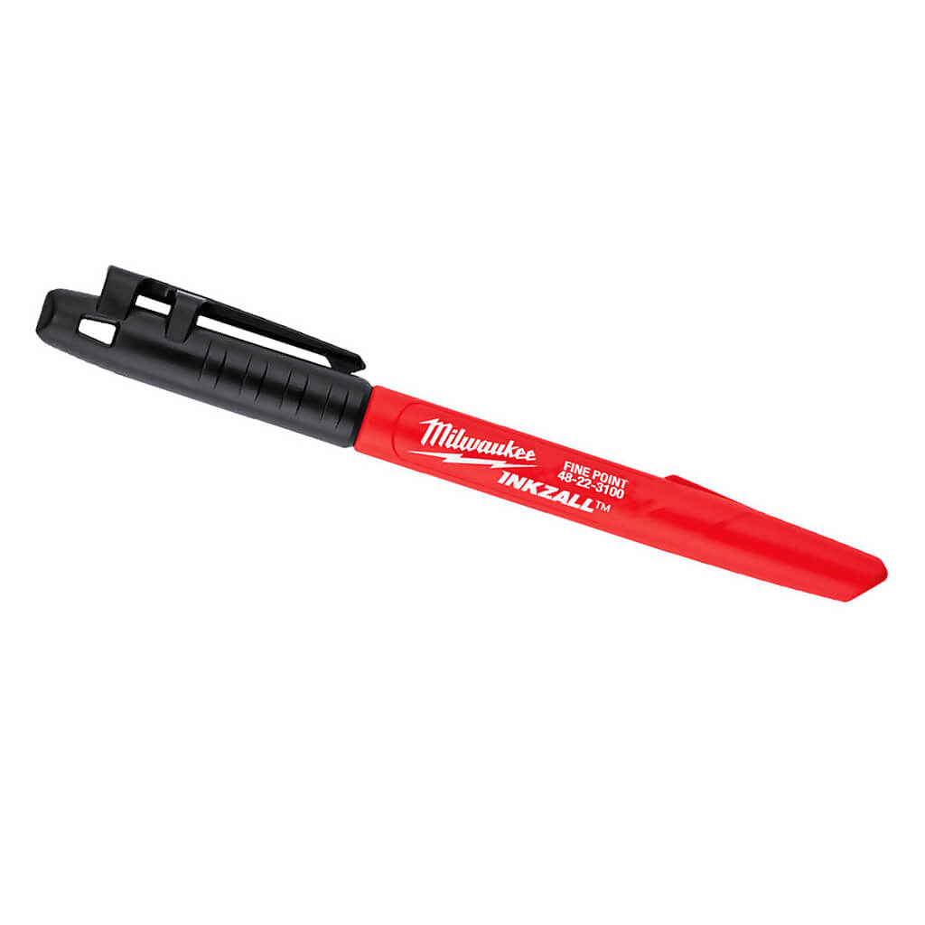 Milwaukee 48-22-3100 Black Fine Point INKZALL Marker with Lanyard Hole & Hardhat Clip