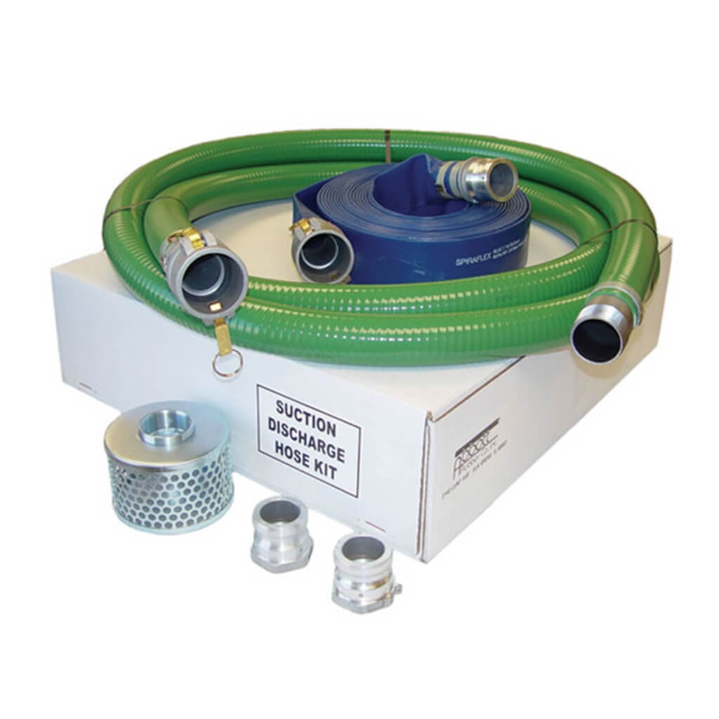 HONDA 12402-511-45CLK 2 in. Camlock Suction and Discharge Hose Kit with 3/8 in. Steel Strainer, 20 ft. Green Suction Hose and 50 ft. Blue Discharge Hose