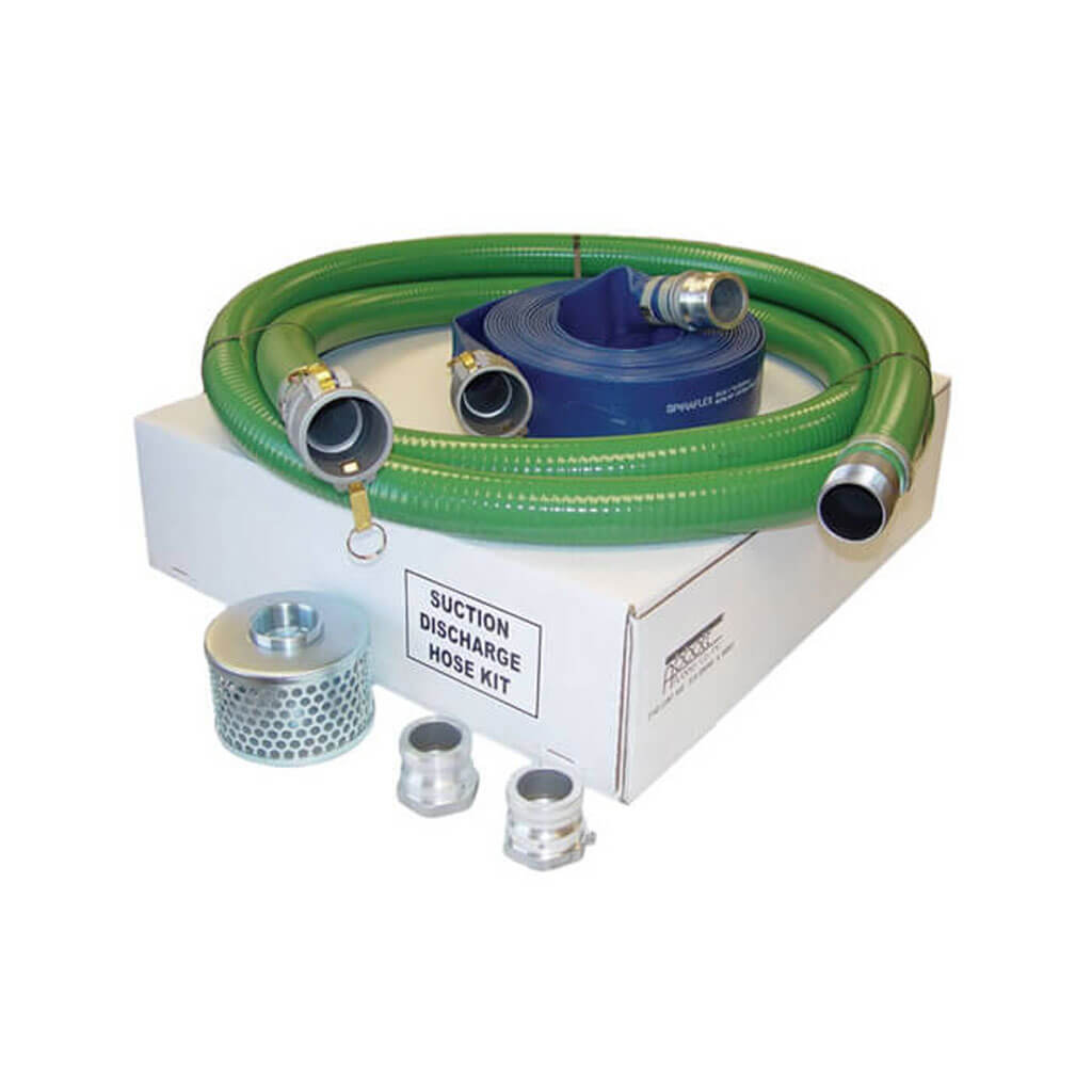 HONDA 12403-511-45CLK 3 in. Camlock Suction and Discharge Hose Kit with 3/8 in. Steel Strainer, 20 ft. Green Suction Hose and 50 ft. Blue Discharge Hose