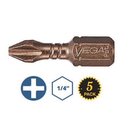 VEGA P125P2A-C5 #2 x 1 in. Phillips Drive Impactech Gunmetal Bronze Insert Bit (5-Pack)