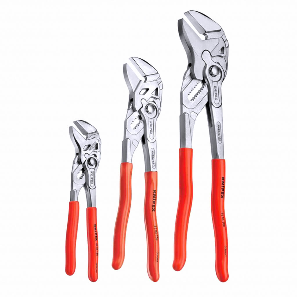 Knipex 00 20 06 US2 Forged Steel Nickel Plated Pliers Wrench Set (3-Piece)