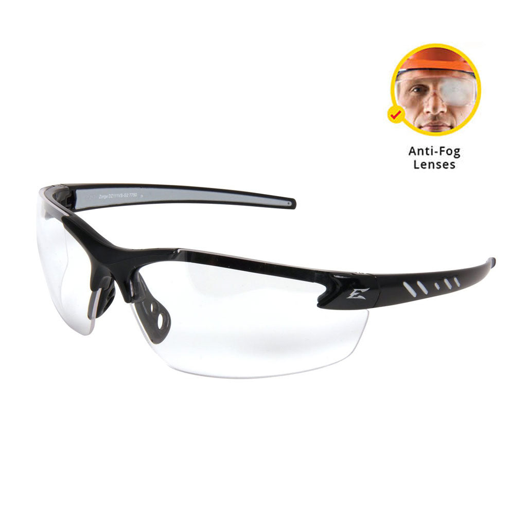 Edge DZ411VS-G2 Zorge G2 Vapor Shield Safety Glasses with Anti-Fog Clear Lens