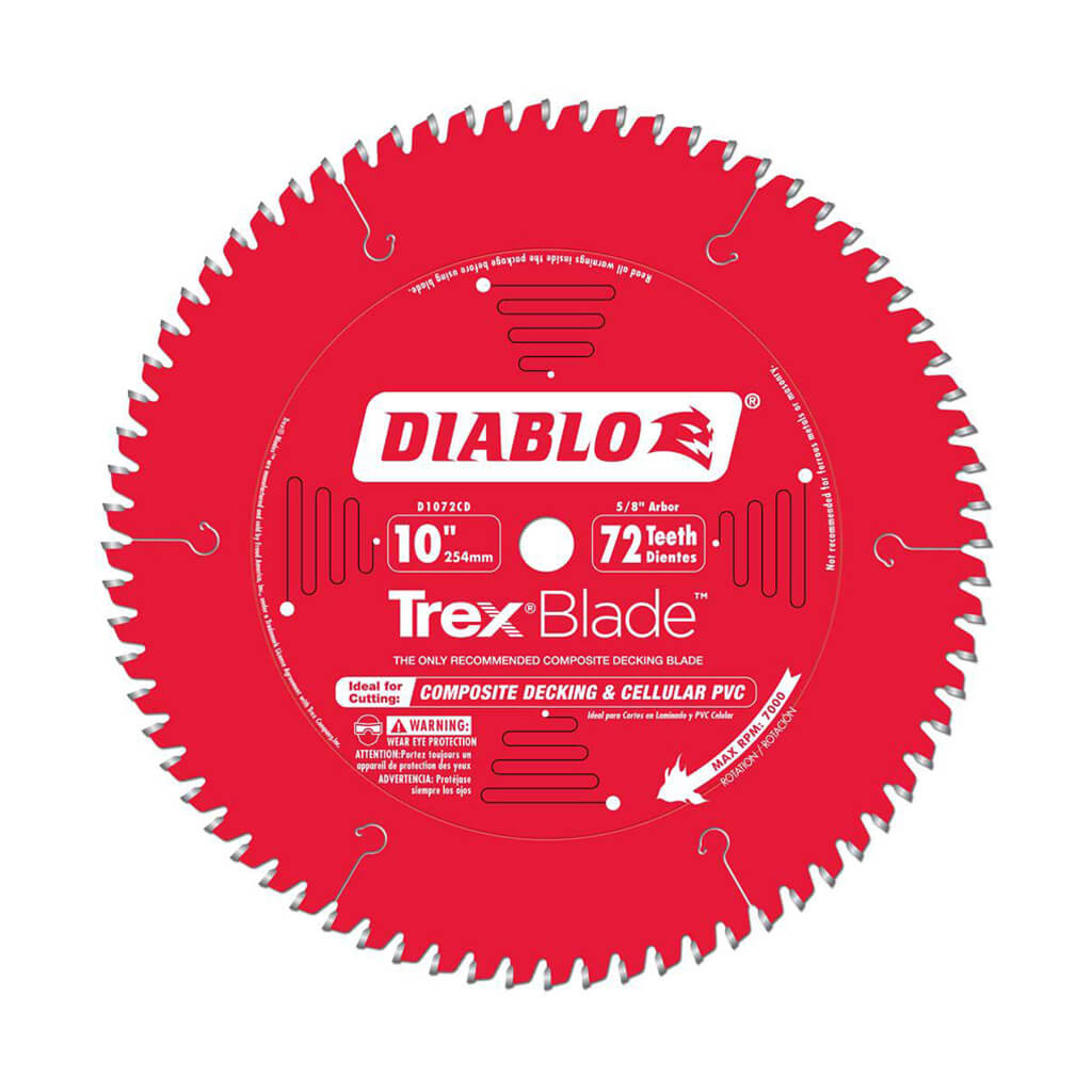 Freud Diablo D1072CD TrexBlade 10 in. 72-Tooth High Density Carbide Tipped Composite/Plastics Cutting Saw Blade