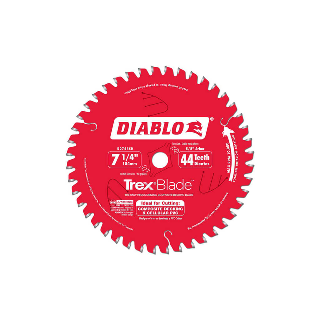 Freud Diablo D0744CD TrexBlade 7-1/4 in. 44-Tooth High Density Carbide Composite/Plastic Cutting Saw Blade