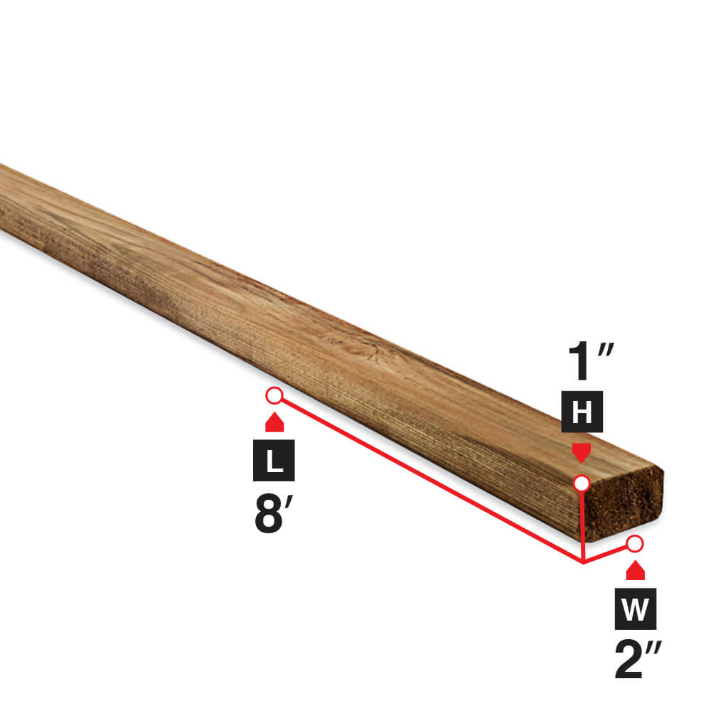 1 in. x 2 in. x 8 ft. Brown Pressure Treated Lumber