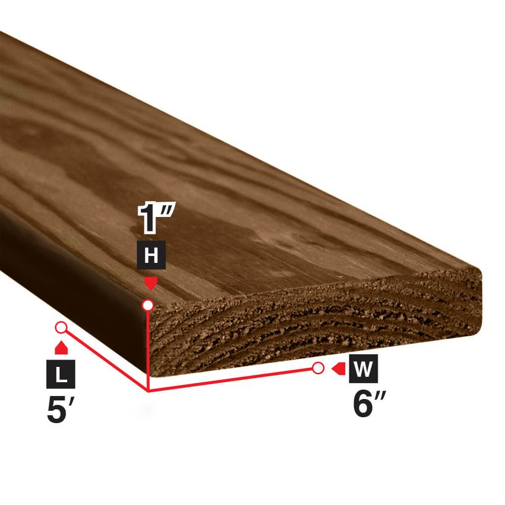 1 in. x 6 in. x 5 ft. Brown Pressure Treated Lumber