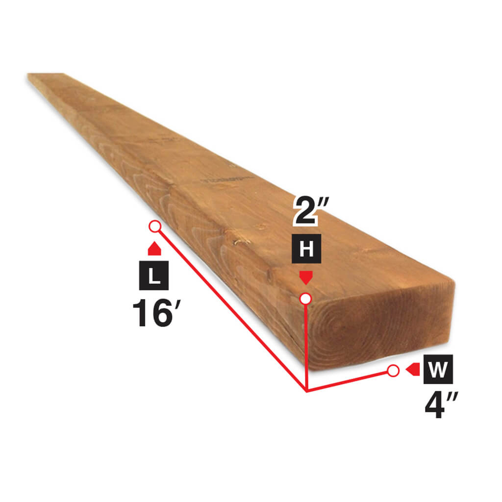 2 in. x 4 in. x 16 ft. Brown Pressure Treated Lumber