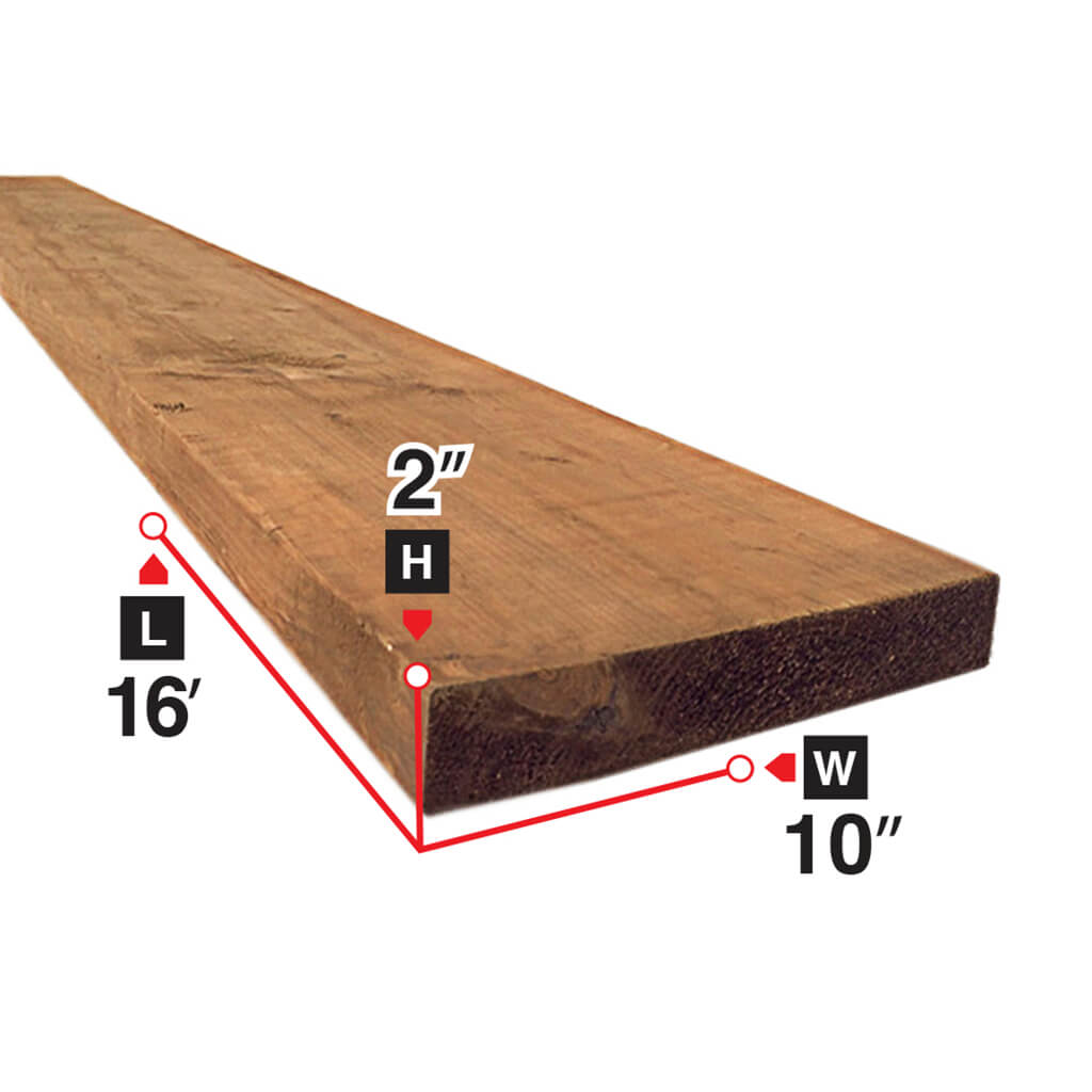 2 in. x 10 in. x 16 ft. Brown Pressure Treated Lumber