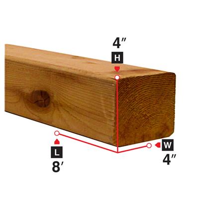 4 in. x 4 in. x 8 ft. Brown Pressure Treated Lumber