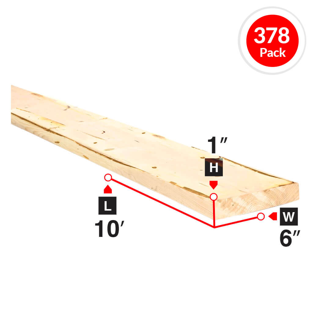 1 in. x 6 in. x 10 ft. Economy Spruce Lumber (378-Piece)