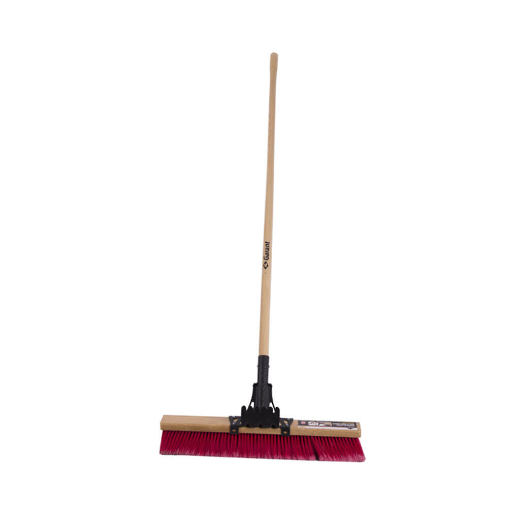 Garant GBNP24 24 in. Red Bristle Braced Wooden Handle Roofer Broom Brush