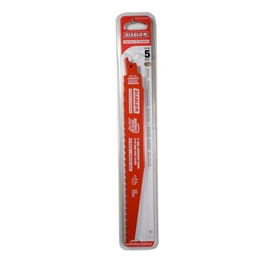 Freud Diablo DS0912BW5 9 in. 6/12-TPI Bi-Metal-Tipped Nail-Embedded Wood Cutting Reciprocating Saw Blade (5-Pack)