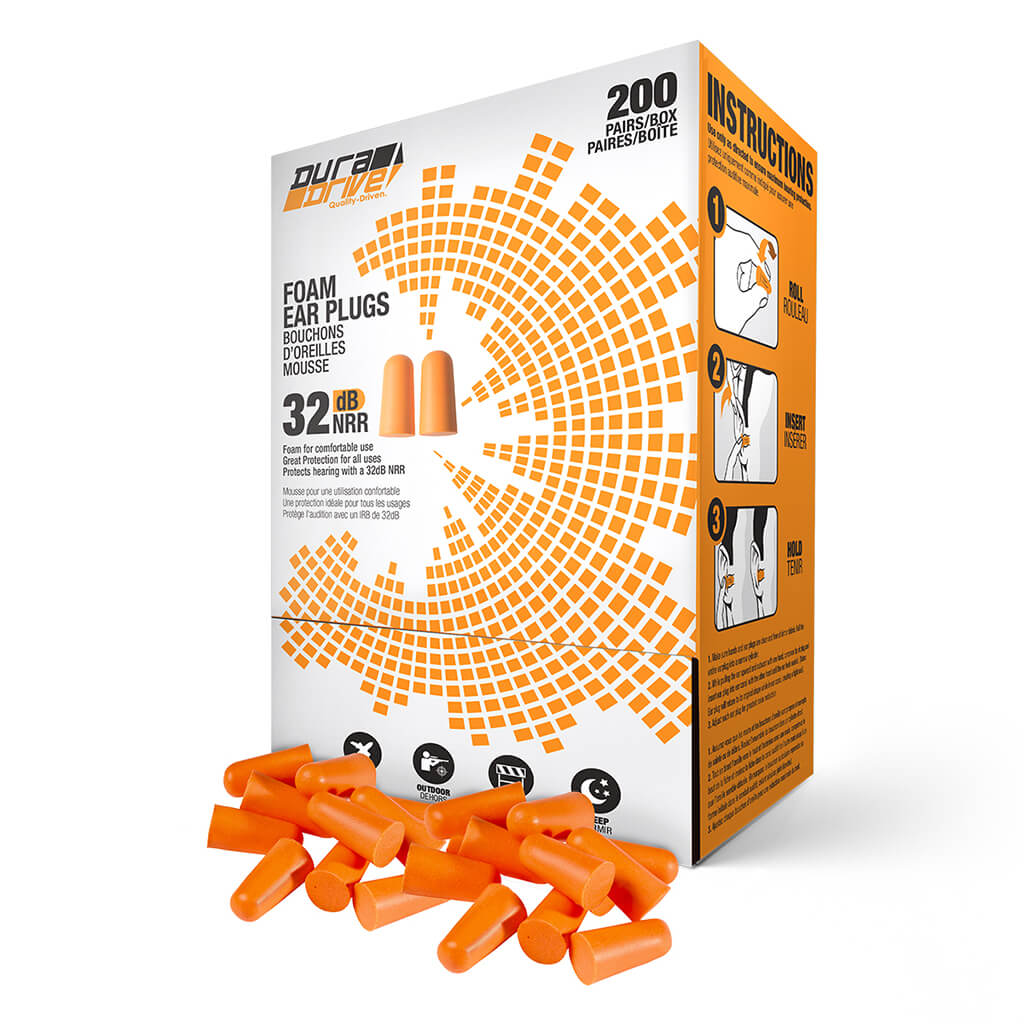 DuraDrive Orange Disposable Uncorded Foam Earplug with 32 dB NRR (200-Pair)