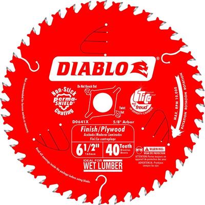 Freud Diablo D0641A 6-1/2 in. 40-Tooth High Density Carbide Tipped Finish Wood Cutting Saw Blade