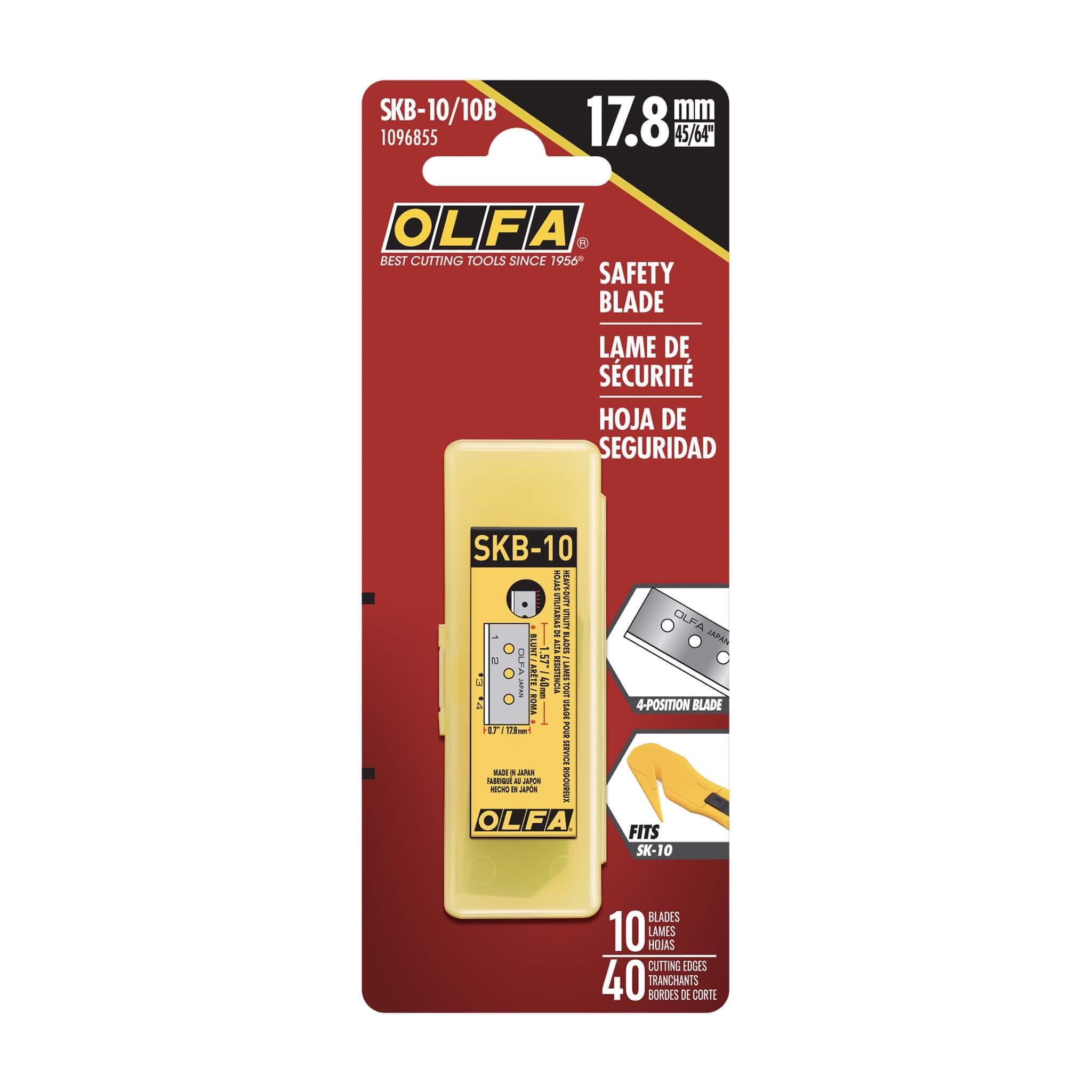 OLFA 1096855 SKB-10/10B 4-Point Straight Safety Blade for Straight Safety Blade Utility Knife (10-Pack)