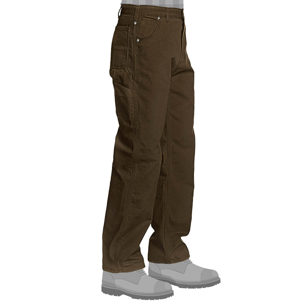 DuraDrive Men's Timber Brown Loose Fit Garment Washed Duck Canvas Dungaree Carpenter Work Pants