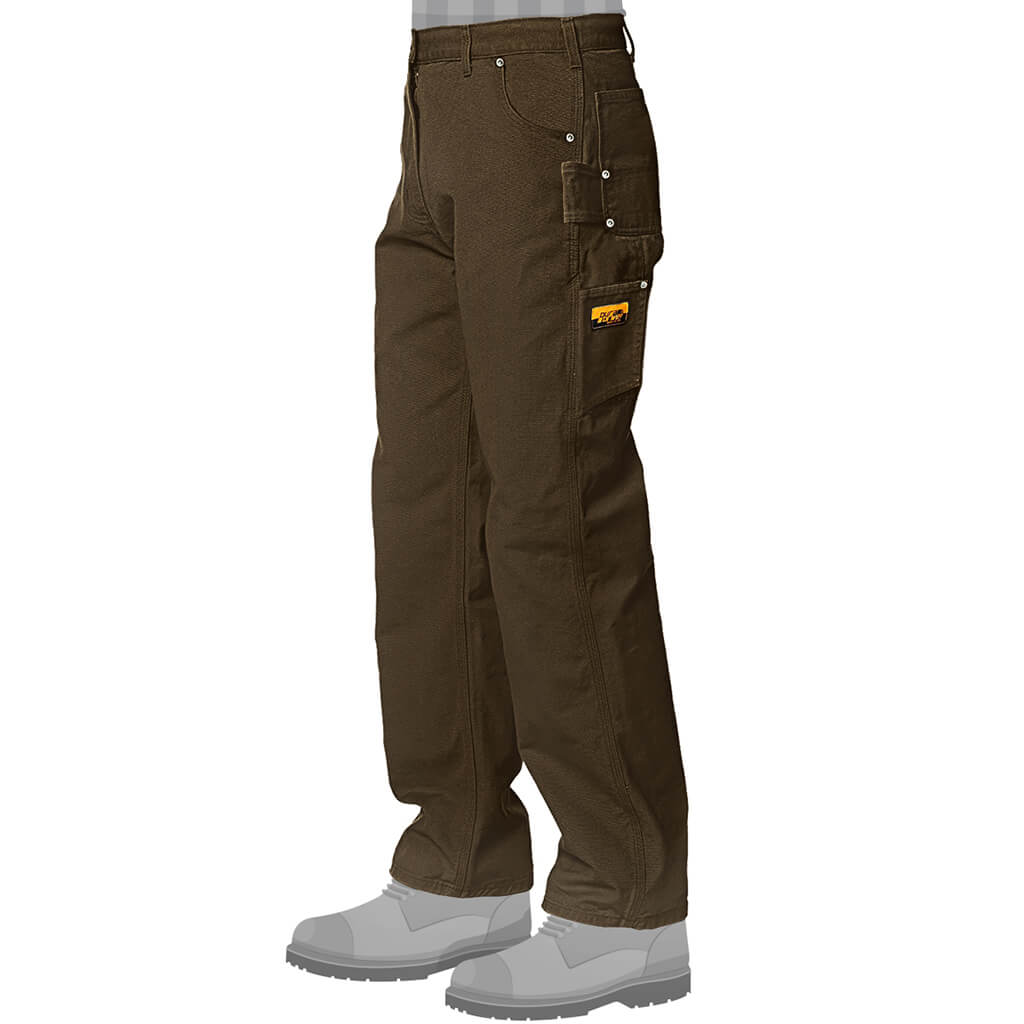 DuraDrive Men's Timber Brown Loose Fit Garment Washed Duck Canvas Dungaree Carpenter Work Pants