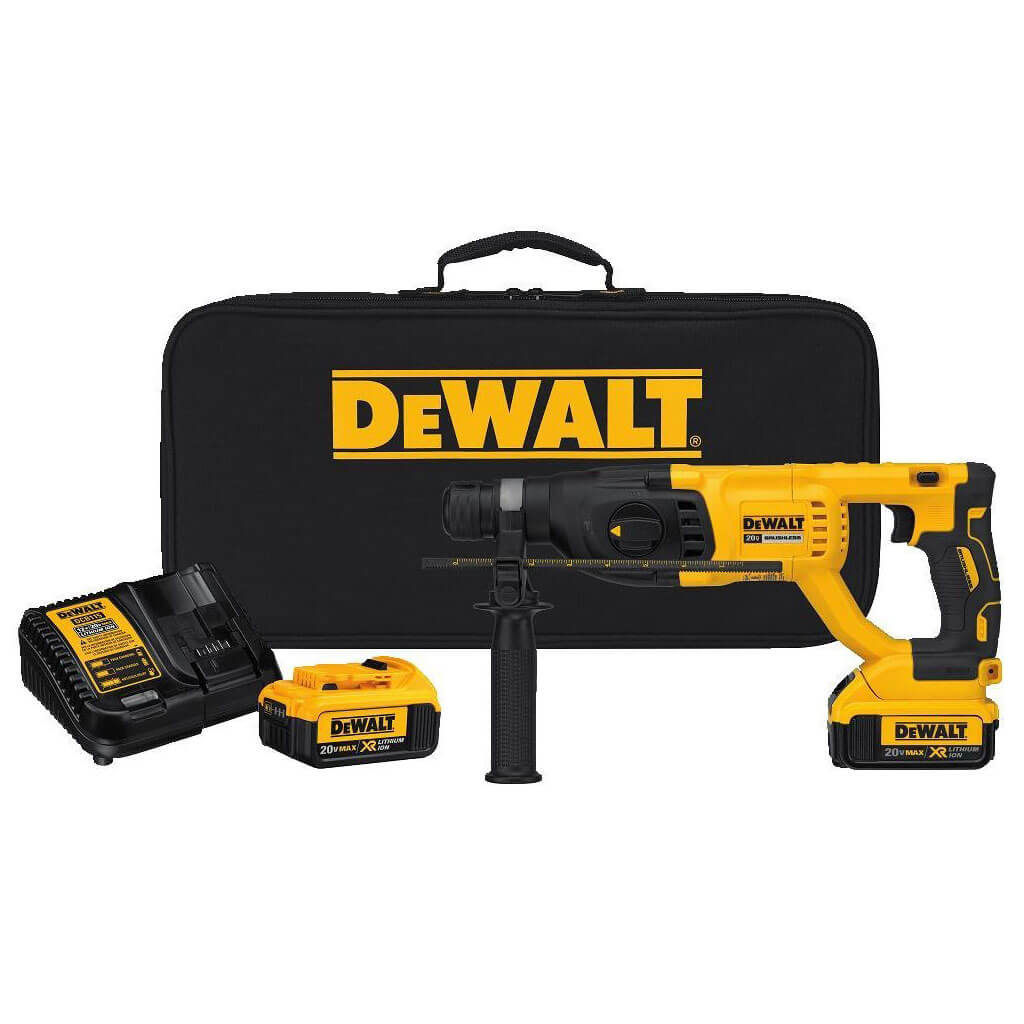 DEWALT DCH133M2 20-Volt MAX XR Lithium-Ion 1 in. Brushless SDS-Plus Rotary Hammer Kit