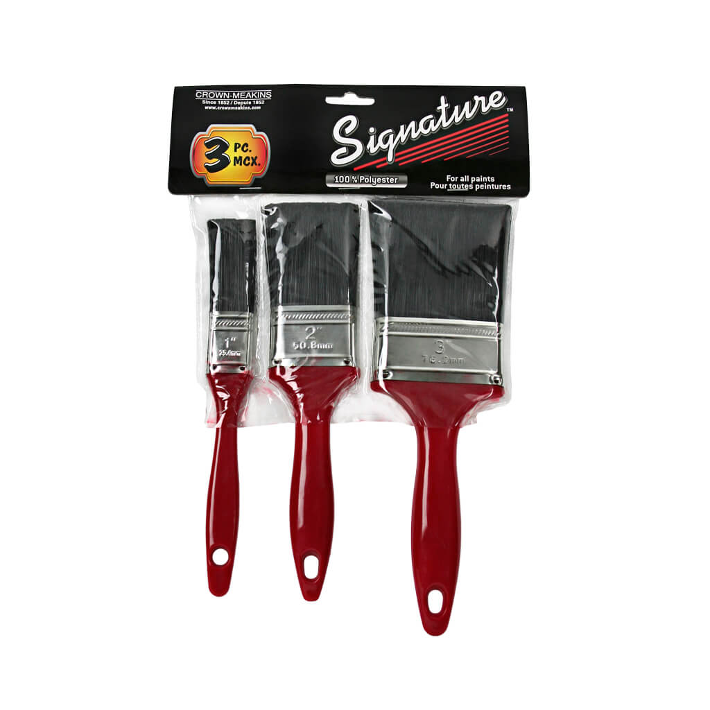 Crown Meakins IS024100 1 in., 2 in. and 3 in. Straight Paint Brush Set (3-Piece)