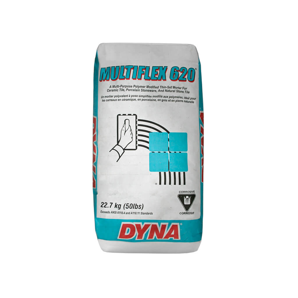 DYNA 6120G50 22.7-kg. Grey MULTIFLEX 620 Processional Grade Universial Polymer Modified Thin-Set Mortar for Interior/Exterior Large Format Stone & Tile