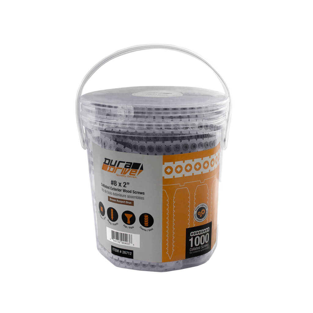 DuraDrive #8 x 2 in. Brown Ruspert Coated Flat Head Square Drive Coarse Thread Collated Exterior Woo