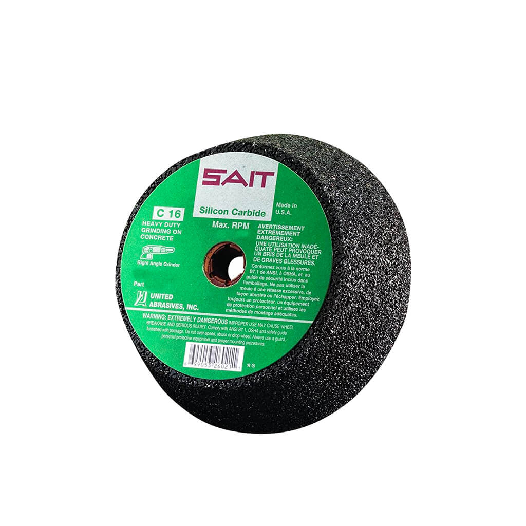 SAIT 26011 5 in. x 2 in. x 5/8-11 in. C16 Plain Backed Tough Grinding Concrete Cup Stone