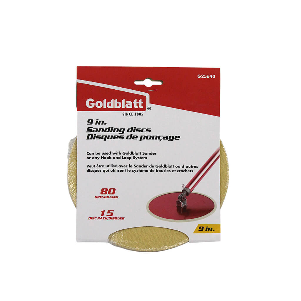 Goldblatt G25640 9 in. 80-Grit Circular VORTEX Radial Sandpaper Disc (15-Pack)