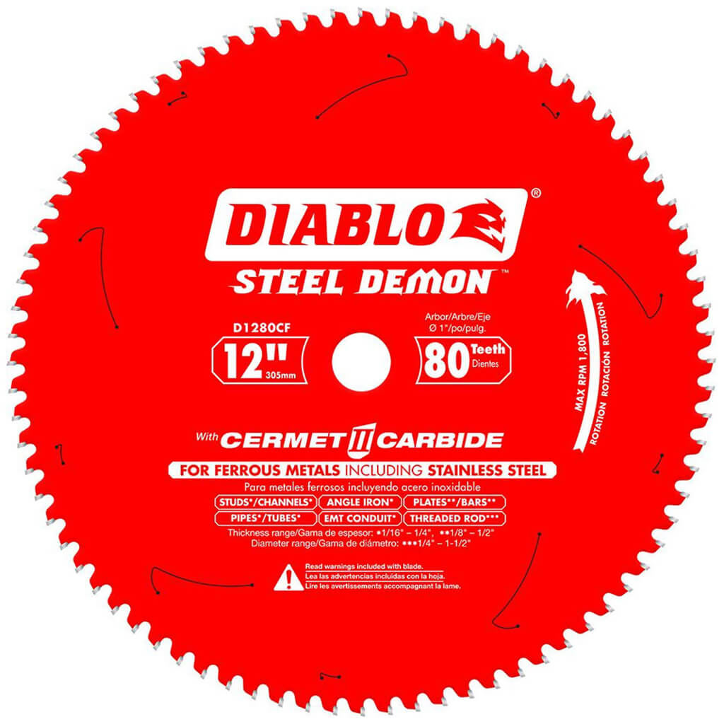 Freud Diablo D1280CF Steel Demon 12 in. 80-Tooth Cermet Carbide Tipped Metal and Stainless Steel Cutting Saw Blade