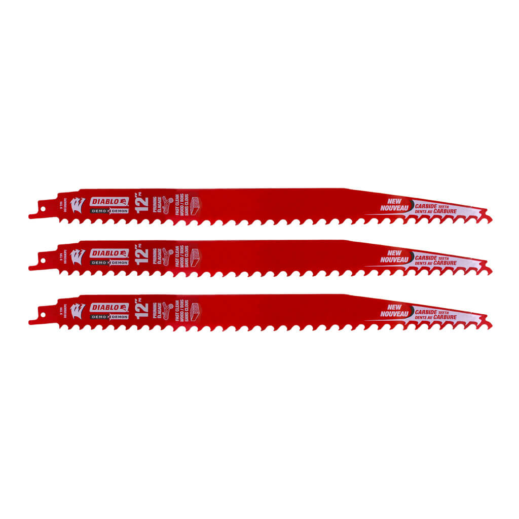 Freud Diablo DS1203CP3 Demo Demon 12 in. 3-TPI Carbide-Tipped Pruning and Clean Wood Cutting Reciprocating Saw Blade (3-Pack)